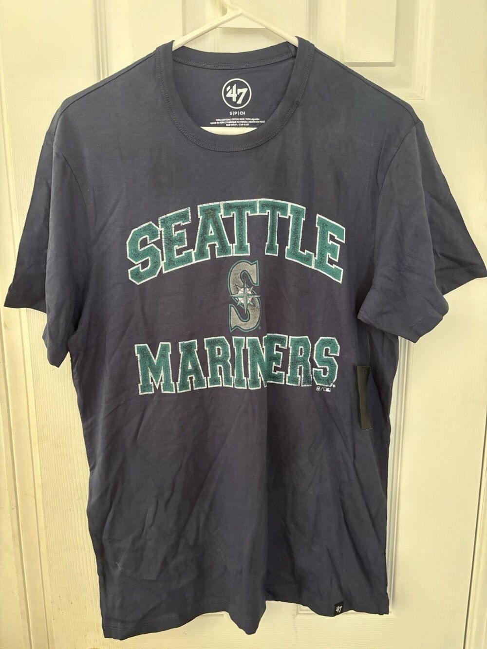 Seattle Mariners Men's T Shirt Size Small MLB Logo Cotton Blue Baseball Shirt